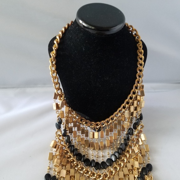 Vintage 70's Collar Statement Necklace & Earrings - Picture 2 of 6